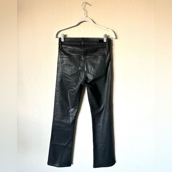 Paige Claudine Black Jeans Coated Cropped Flare Wide Leg Size 25 - Picture 7 of 11